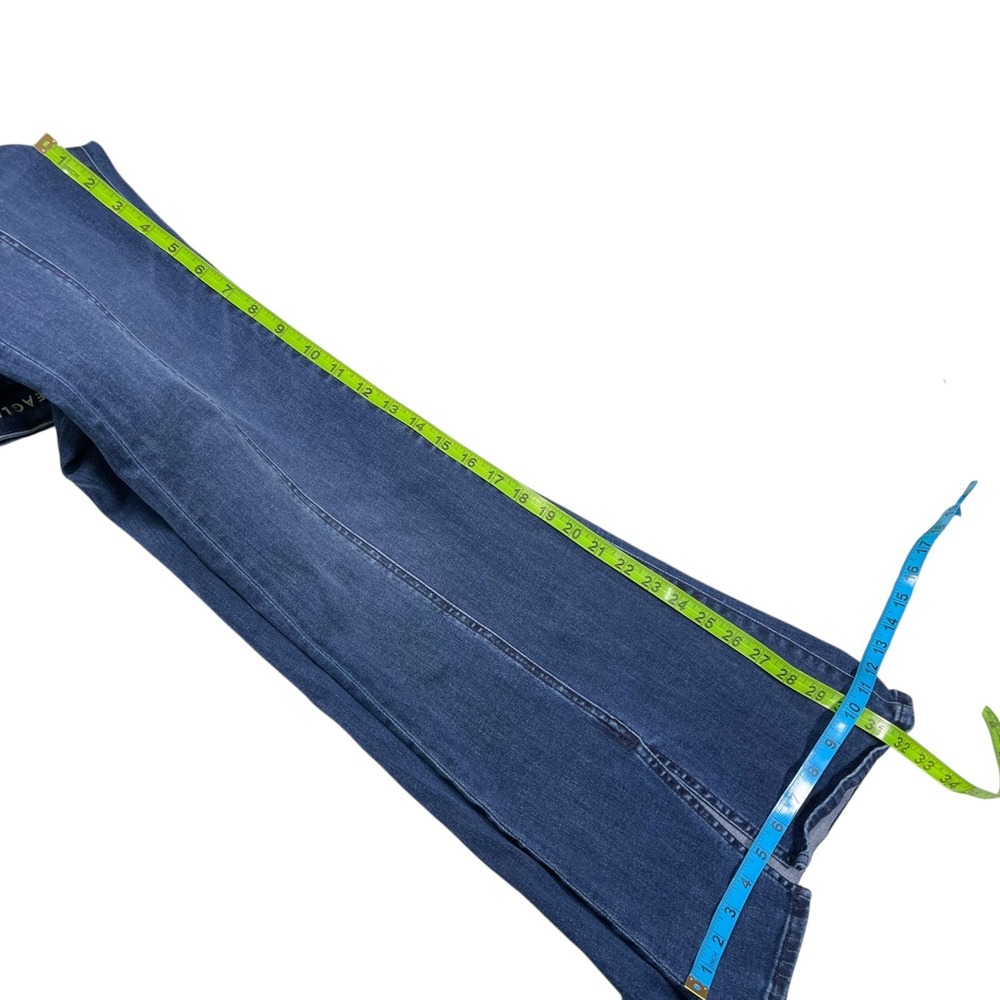 American Eagle 4 Dark Wash Festival Flare Jeans Front Seam Side Slit Boho Retro - Picture 5 of 11